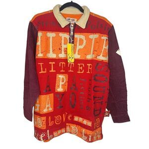 La Pagayo Women’s Medium Shirt Jacket 1/4 Zip Ribbed Hippie Colorful Indie NEW